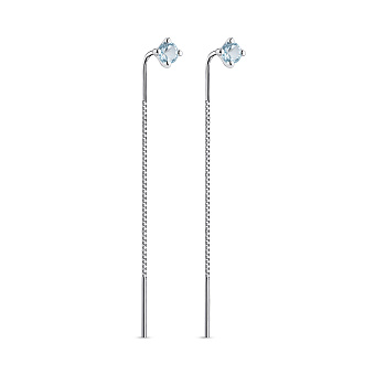 Серебряные сережки-протяжки с топазом (арт. 7502/2167402Пг)