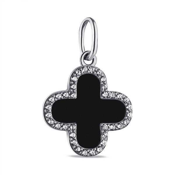 Серебряный кулон с ониксом и фианитами (арт. 7503/ПК2ФО/3006) – изображение 1