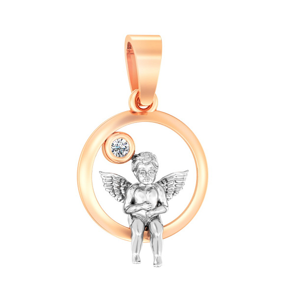 Золотая подвеска Ангел с фианитом (арт. 440620) – изображение 1