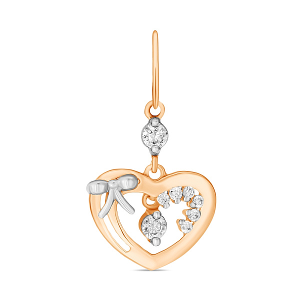 Золотой кулон Сердце с фианитами (арт. 423492) – изображение 1