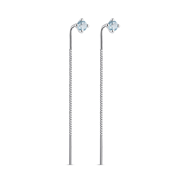 Серебряные сережки-протяжки с топазом (арт. 7502/2167402Пг) – изображение 1