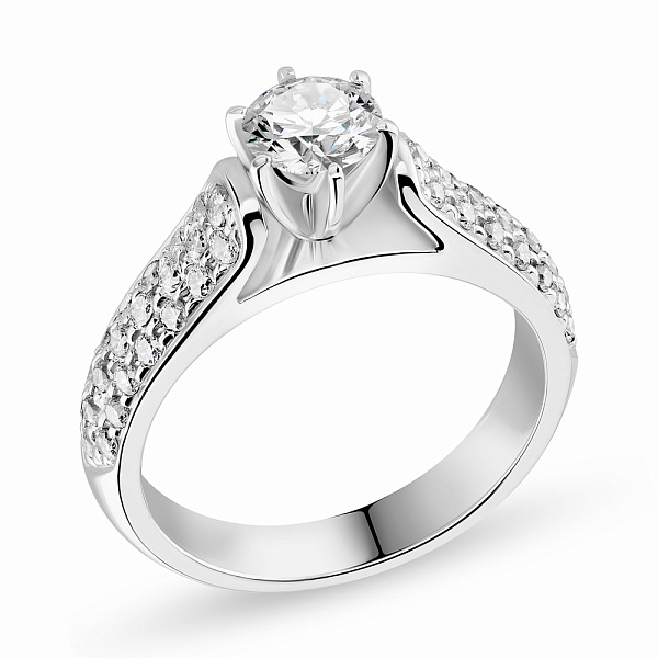 Каблучка з білого золота з великим діамантом (арт. К28025090б) – зображення 1