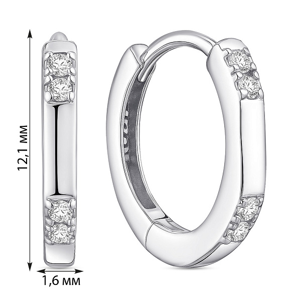 Срібні сережки-кільця з фіанітами (арт. 7502/9979/10) – зображення 2