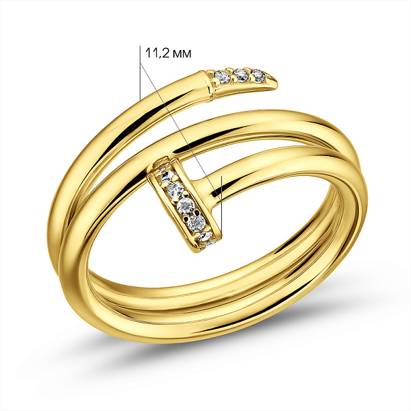 Золотое кольцо Гвоздь с фианитами (арт. 156675ж) – изображение 4