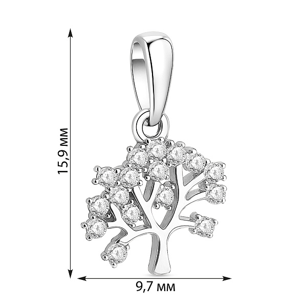 Підвіс з білого золота Дерево життя з фіанітами (арт. 440694б) – зображення 2