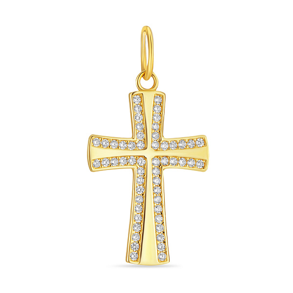 Крестик с фианитами из желтого золота (арт. 423994ж) – изображение 1