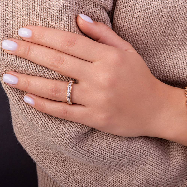 Кольцо из красного золота с фианитами (арт. 156113) – изображение 4