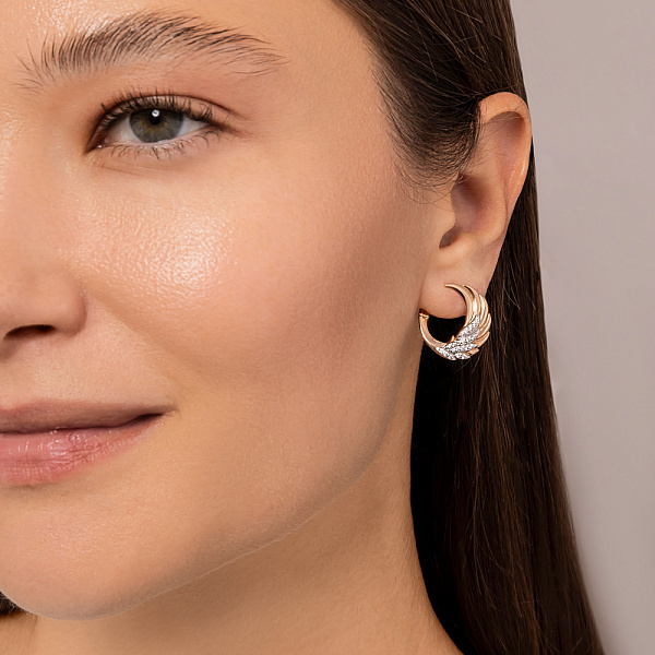 Золотые серьги с фианитами (арт. 1101064) – изображение 4