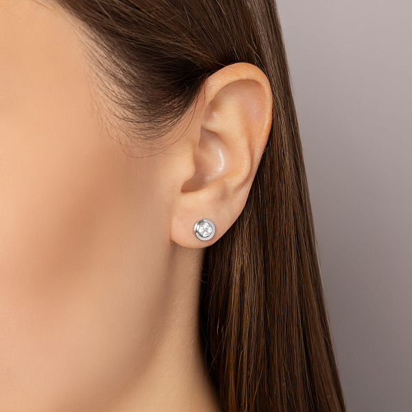 Золоті сережки пусети з фіанітами (арт. 110387б) – зображення 2