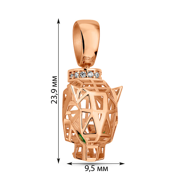 Золотий кулон Пантера з фіанітами (арт. 424961з) – зображення 3