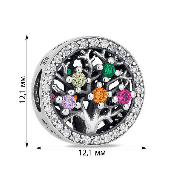 Серебряный шарм с цветными альпинитами и фианитом (арт. 7903/4433ацв) – изображение 2