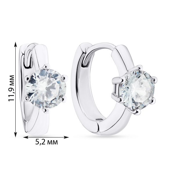 Серебряные серьги-кольца с фианитами (арт. 7502/3760/10) – изображение 2