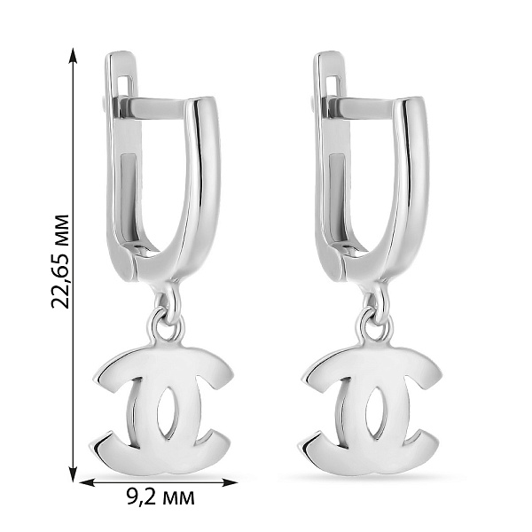 Сережки-підвіски з білого золота (арт. 106357б) – зображення 2