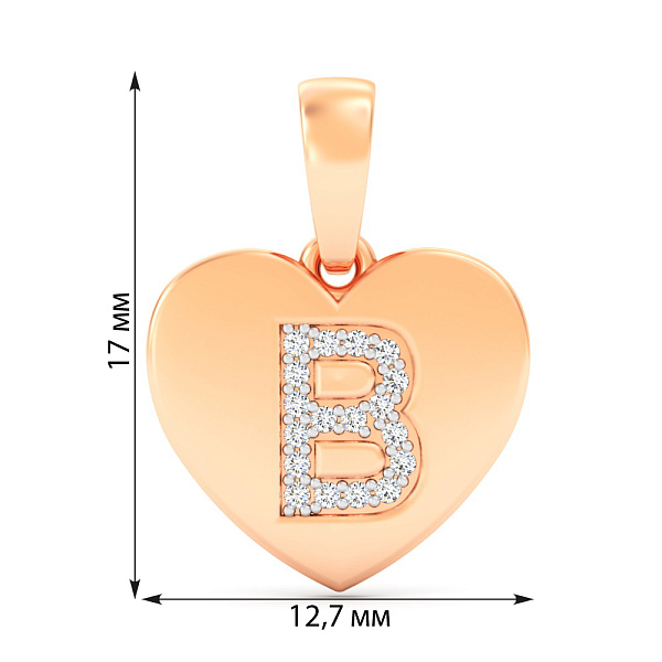 Золотая подвеска Буква В с фианитами (арт. 440981) – изображение 2