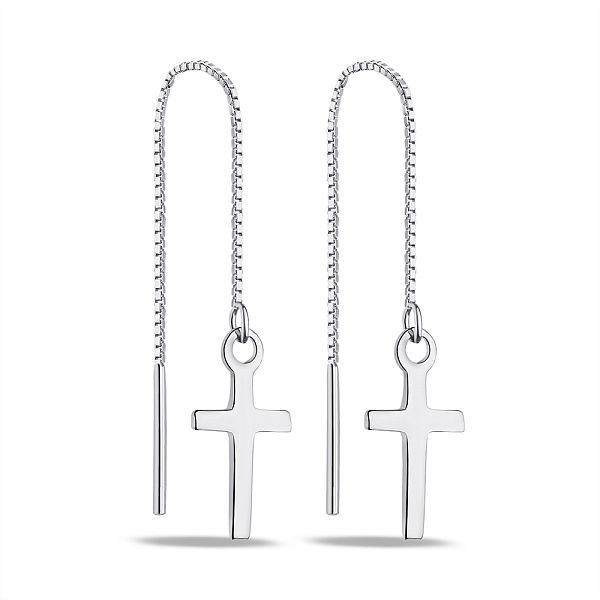 Серебряные сережки-протяжки Крестики (арт. 7502/9623) – изображение 1