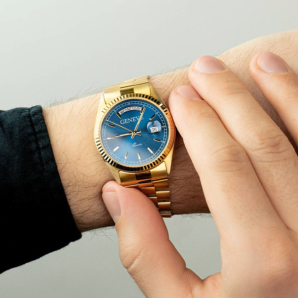 Золотий кварцовий годинник з днями тижня (арт. 260092ж) – зображення 3