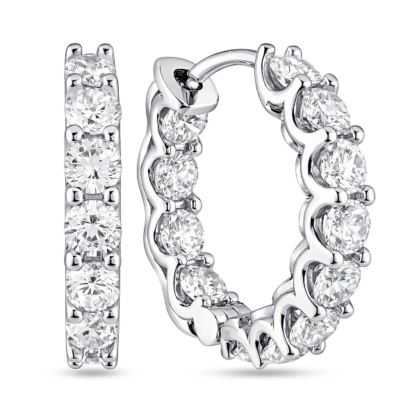 Серебряные серьги-конго с дорожкой из фианитов (арт. 7502/10216/20) – изображение 1