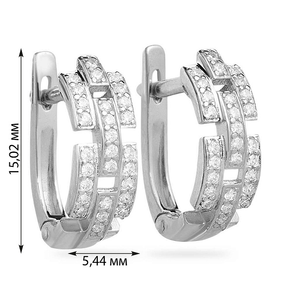 Сережки з фіанітами з білого золота (арт. 110398б) – зображення 2