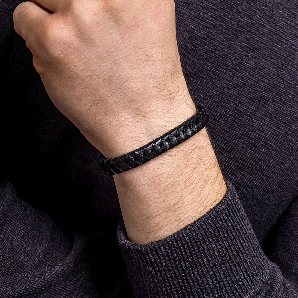 Браслет зі шкіри зі срібними вставками (арт. 7609/4676) – зображення 2