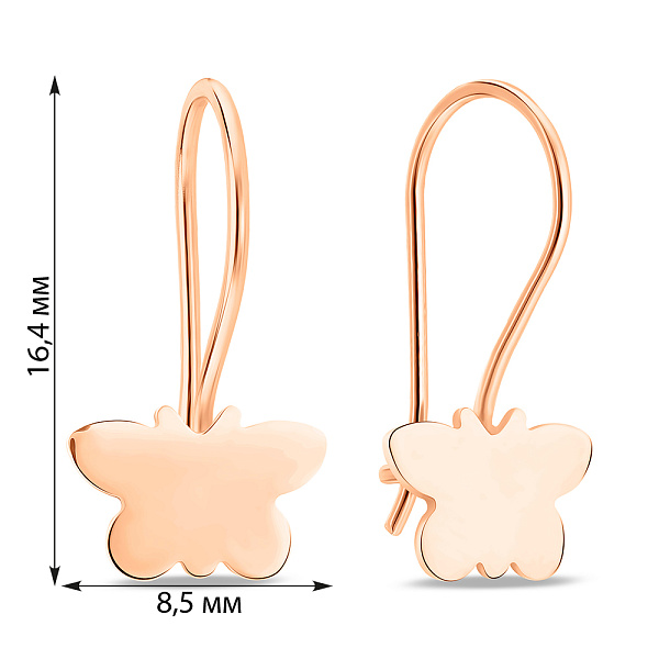 Серьги из красного золота Бабочки (арт. 109316) – изображение 3