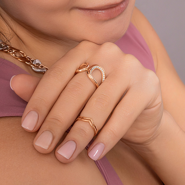 Кольцо на фалангу из красного золота (арт. 140825ф) – изображение 3