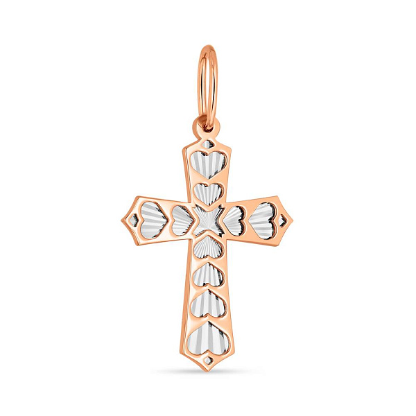 Крестик из красного и белого золота (арт. 440767/1кб) – изображение 1