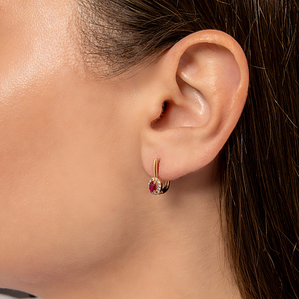 Серьги из красного золота с рубинами и бриллиантами (арт. С011785р) – изображение 3