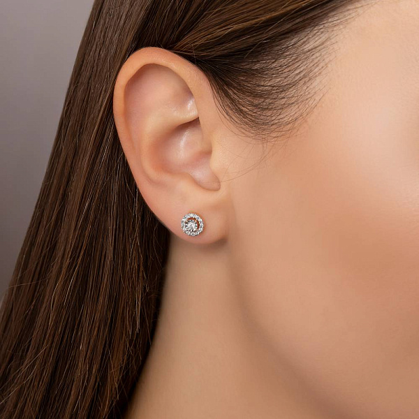 Сережки з червоного і білого золота з діамантами (арт. Т011684020) – зображення 2