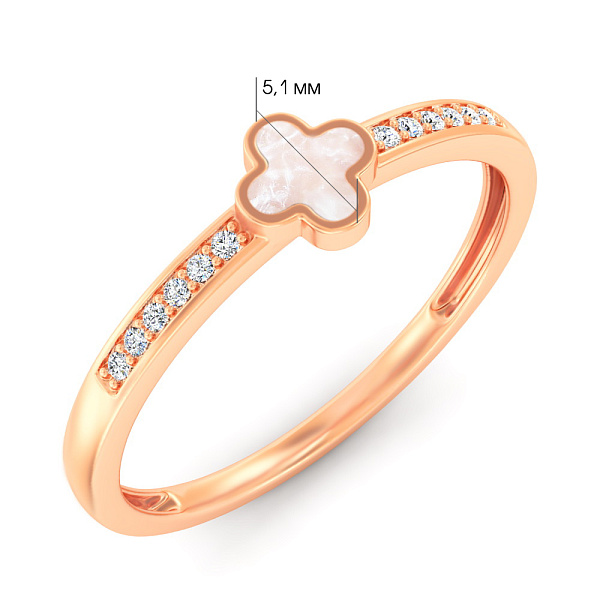 Золотое кольцо Клевер с эмалью и фианитами (арт. 141327еп) – изображение 3