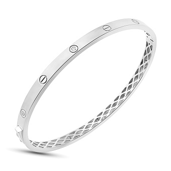 Фото Жесткий браслет из белого золота (арт. 326193/4б)