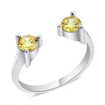 Безрозмірна каблучка срібна з жовтими альпінітами (арт. 7501/5867аж)