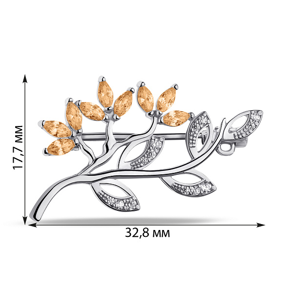 Серебряная брошь с фианитами и альпинитами (арт. 7505/660ажбп) – изображение 2