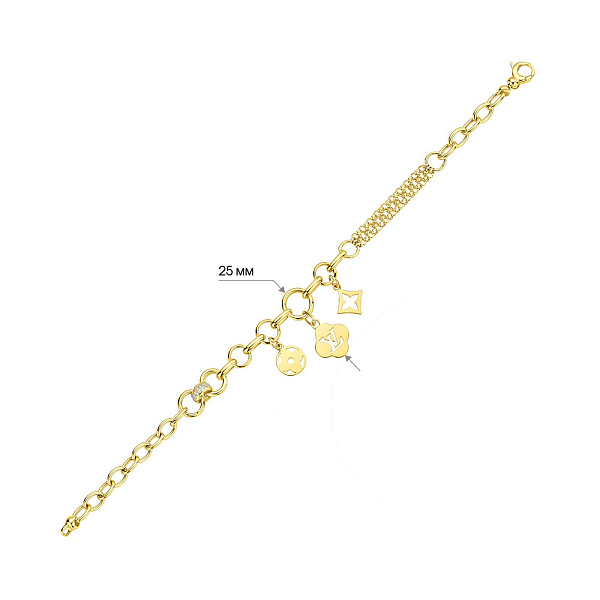 Золотой браслет с подвесками (арт. 326745жП3) – изображение 2