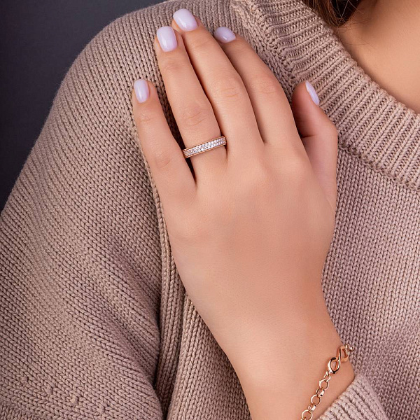 Кольцо из красного золота с фианитами (арт. 156113) – изображение 2