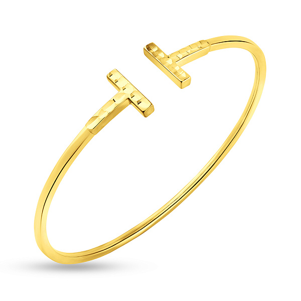 Жесткий браслет из желтого золота с алмазной гранью (арт. 326537ж) – изображение 1