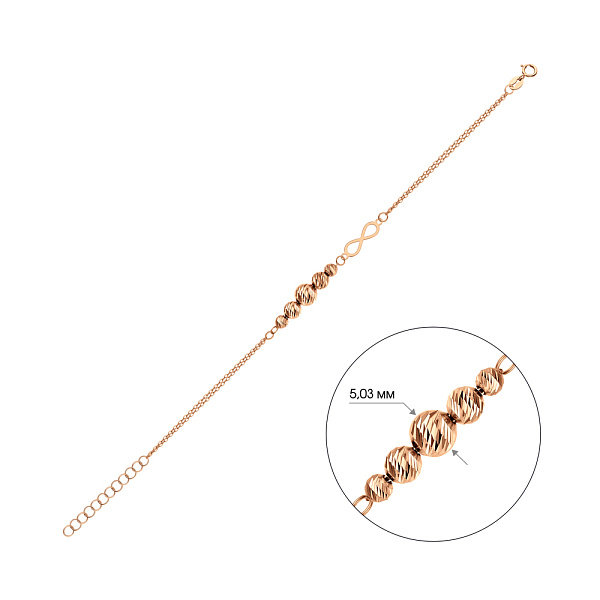 Золотой браслет Бесконечность с алмазной насечкой (арт. 325462а) – изображение 2