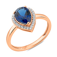 Каблучка з червоного золота з кварцом і фіанітами (арт. 141249Пкс)