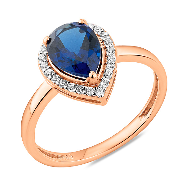 Каблучка з червоного золота з кварцом і фіанітами (арт. 141249Пкс) – зображення 1