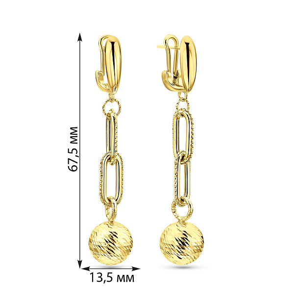 Сережки з жовтого золота Francelli (арт. 109776ж) – зображення 5