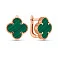 Золотые серьги Клевер с малахитом (арт. 1101201/10млх) – изображение 1