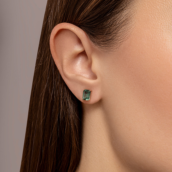 Золотые серьги-пусеты с кварцем (арт. 111231Пз) – изображение 2