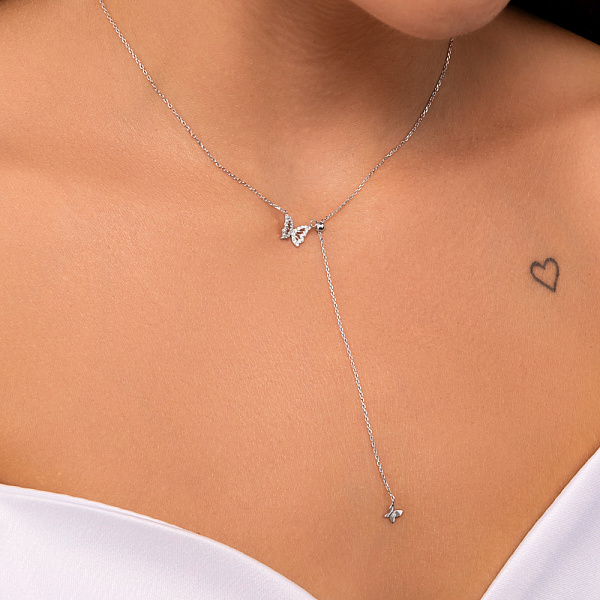 Золоте кольє Метелик з діамантами (арт. Ц011765010б) – зображення 2