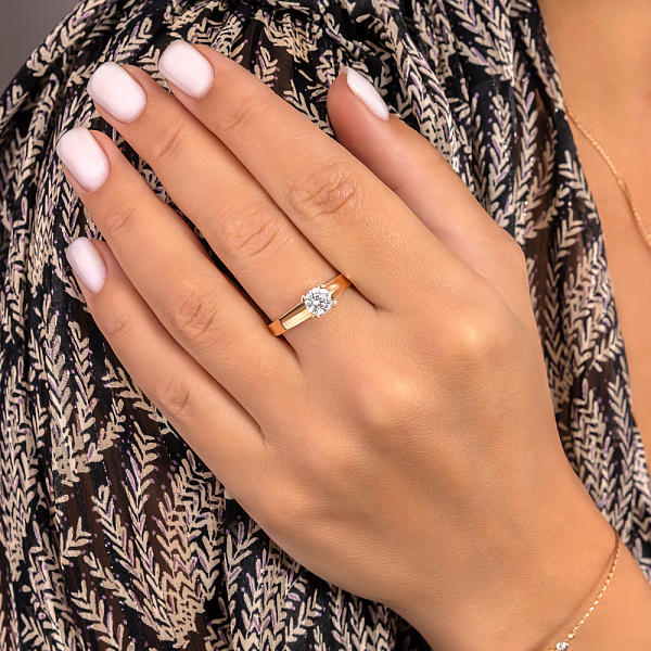 Золотое помолвочное кольцо с фианитом (арт. 146500) – изображение 4