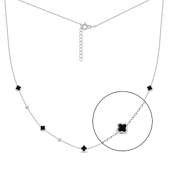 Серебряное колье с черным ониксом (арт. 7507/2323/5о)