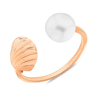Золота незамкнена каблучка з перлиною (арт. 1401042)