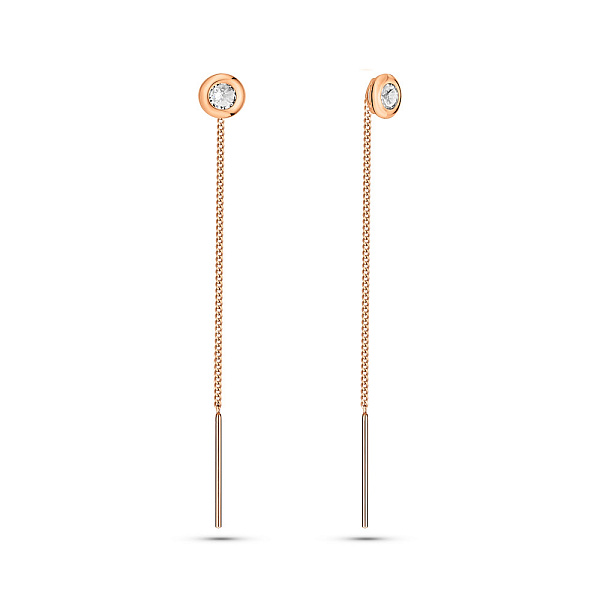 Золотые серьги-протяжки с фианитами (арт. 104980/3) – изображение 1