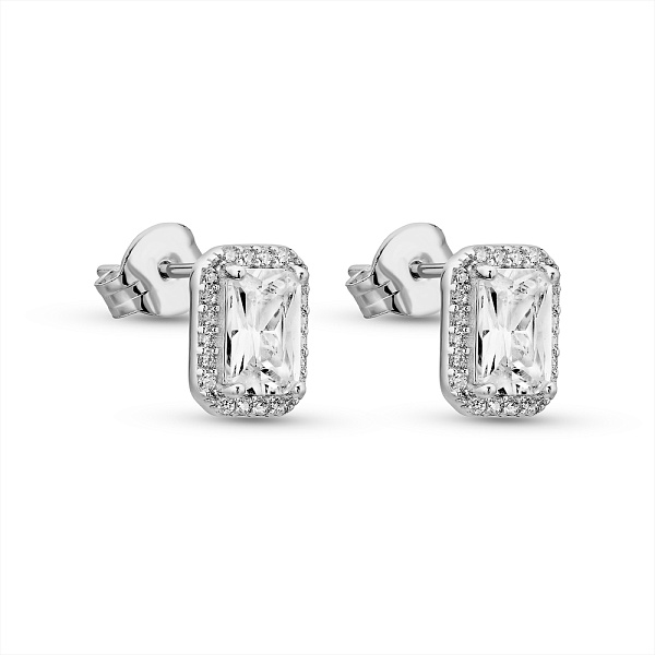 Серебряные пусеты с фианитами (арт. 7518/7113) – изображение 1