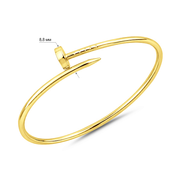 Жорсткий браслет з жовтого золота в формі цвяха (арт. 3261416ж) – зображення 2