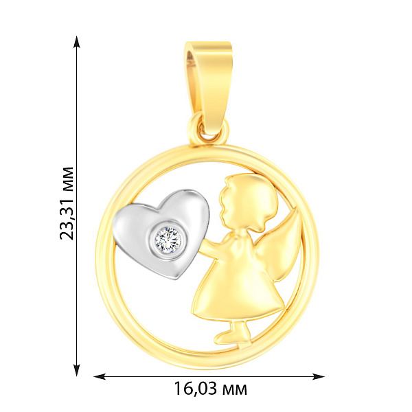 Золотая подвеска Ангел с фианитом (арт. 440598ж) – изображение 2