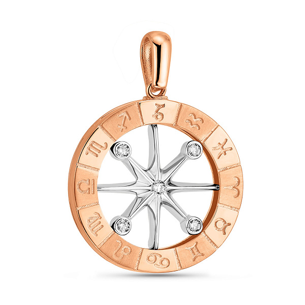 Золотой кулон «Знаки зодиака» с фианитами (арт. 424176кб) – изображение 1